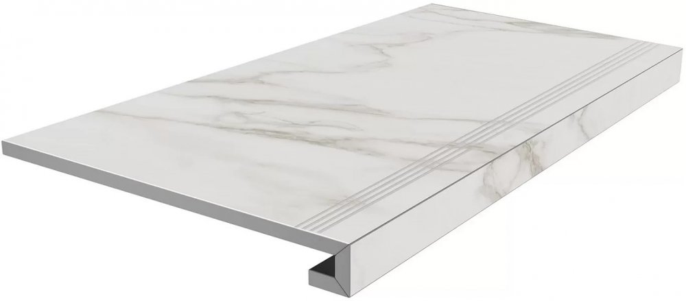 Kerama Marazzi Ступень Монте Тиберио серый светлый лаппатированный клееная 33x80 / Основное большое изображение