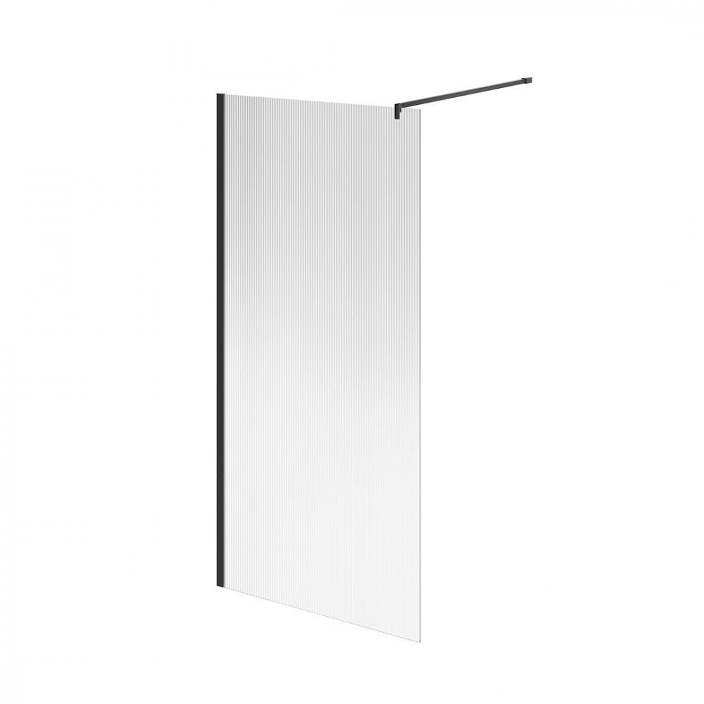 Kerama Marazzi CT.100.WI.BLK.M Душевая перегородка CRISTALLO с рифленым стеклом, 100х210, матовый черный / Основное большое изображение