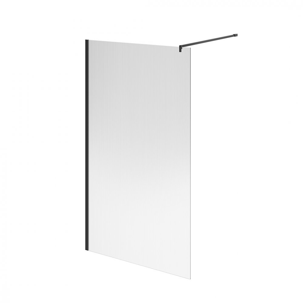 Kerama Marazzi CT.120.WI.BLK.M Душевая перегородка CRISTALLO с рифленым стеклом, 120х210, матовый черный / Основное большое изображение