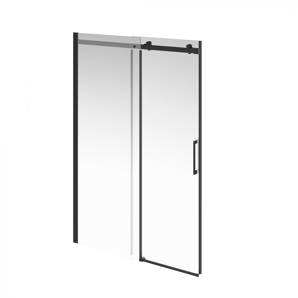 Kerama Marazzi CT.140.1/2.SD.BLK.M Душевая дверь CRISTALLO, раздвижная с функцией soft close, 140х210, матовый черный / Основное большое изображение