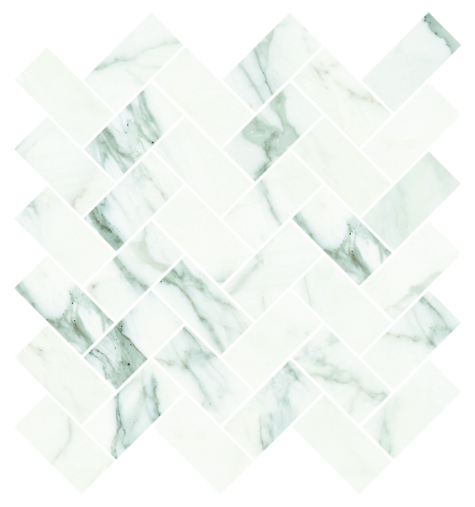 Kerranova Мозаика Marble Trend Calacatta gold шеврон лаппатированный / Основное большое изображение