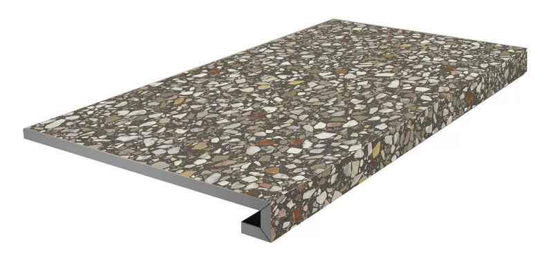 Kerama Marazzi Ступень фронтальная клееная Бричиола коричневый матовый обрезной 33x60x0,9 / Основное большое изображение