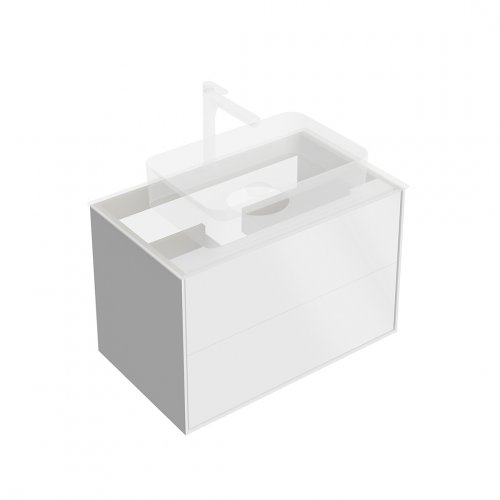 KMPMCb80MWh2 Тумба Plaza Modern/Плаза Модерн подвесная 80, push/пуш, 2 ящика, белая матовая